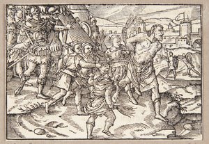 The Faliscan Youths Whip Their Treacherous Teacher by Tobias Stimmer