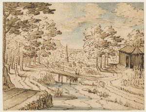 Landscape with Bridge by Tobias Verhaecht (circle of)