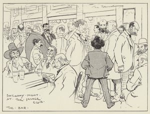 Saturday Night at the Savage Club, The Bar by Tom Browne