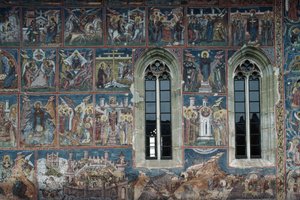 Figures of Saints, fresco on outside walls of Moldovita monastery