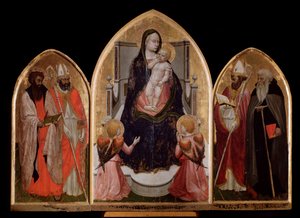 San Giovenale Triptych: Virgin and Child, Left Panel with Saint Bartholomew and Saint Blaise, and Right Panel Depicts Saint Juvenal
