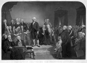 Washington delivering his Inaugural Address in April 1789