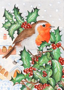Robin in the Holly