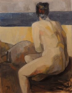 Contemplative Nude Seascape by Tore Bahnson