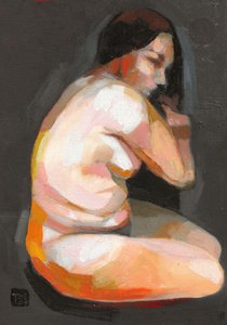 Contemplative Nude Woman by Tore Bahnson