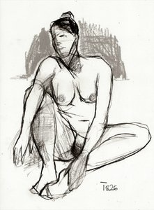 Expressive Seated Nude by Tore Bahnson