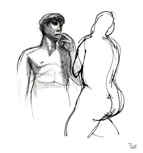 Pensive Man Ethereal Nude