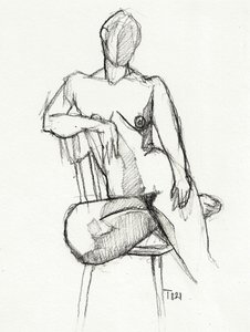 Seated Nude Study by Tore Bahnson
