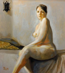 Seated Nude Woman by Tore Bahnson