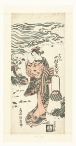 Woman Searching for Shells on the Beach by Torii Kiyohiro