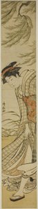 Courtesan Walking Under a Willow Tree on a Breezy Day