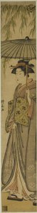 Geisha Carrying a Parasol under a Willow Tree by Torii Kiyonaga