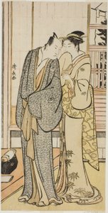 The Actor Ichikawa Yaozo III with a geisha, from an untitled series of prints showing Actors in private life by Torii Kiyonaga