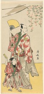 The Actors Ichikawa Danjuro V and Ichikawa Ebizo IV, from a pentaptych of eleven actors celebrating the festival of the shrine of the Soga brothers by Torii Kiyonaga