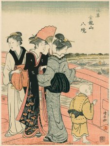 Watching the Water Festival from Azuma Bridge, from the series "Eight Precincts of the Kinryuzan Temple in Asakusa" by Torii Kiyonaga