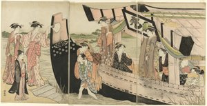 Women Coming Ashore from a Pleasure Boat on the Sumida River