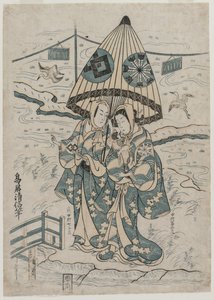 Nakamura Tomijuro and Nakamura Shichisaburo II as the Lovers Agemaki and Sukeroku, 1753