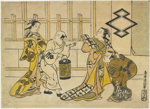 Ichikawa Danjuro II, Fujimura Handayu II, Katsuyama Matagoro, and Sanogawa Mangiku by Torii Kiyonobu I Torii Kiyonobu I