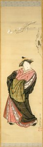 Courtesan and Cherry Branch by Toriyama Sekien