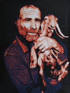 Bearded Man Happy Goat by Tosin Oyeniyi