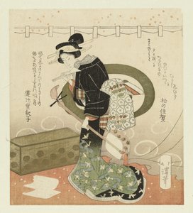 Woman with Shamisen (series: Five-Part Series on Admiring Flowers) by Totoya Hokkei