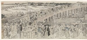 View: Enjoying the Evening Breeze at the Ryogoku Bridge by Toyokuni (II) , Utagawa