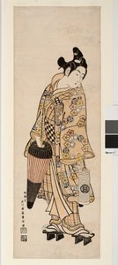 The Actor Sanogawa Ichimatsu Holding a Lantern and an Umbrella by Toyonobu Ishikawa