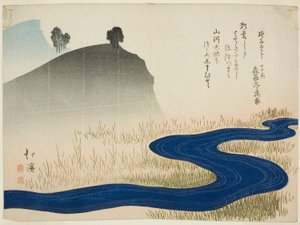 A Mountainous Landscape with a Stream by Toyota (1780 1850) Hokkei