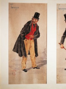 Character of Tecoppa created by Milanese actor Edoardo Ferravilla in 1874, watercolor by Tranquillo Cremona