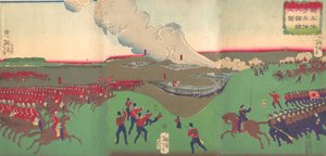 Illustration of Cavalry, Infantry and Soldiers Retreating Kiheitai, hoheitai by Tsukioka Yoshitoshi