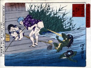 Yodo Gawakré: The Ghost of the River Guessing on the Buttocks (Kappa) by Tsukioka Yonejiro