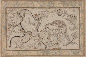Lion, chi-lin and dragon set in floral sprays, Ottoman Period