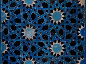 Panel in Faience Decorated with Geometric Motifs from Konya, Turkey, Seljuk Civilization by Turkish School