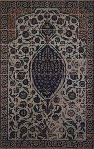 Panel of Tiles with Tchi Cloud Pattern Surrounding a Central Motif of a Wild Rose Bush, from the Exterior of the Entrance Porch to the Mausoleum of Salim II, Osmanli Sultan of Turkey, Designed by the Architect Sinan, in the Precinct of Haghia Sophia, Iznik by Turkish School