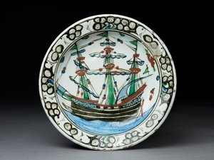 Stone-paste dish with underglaze decoration, Iznik, c.1620-30 by Turkish School