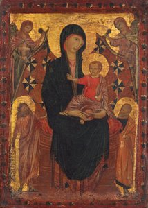 Madonna and Child with Saint John the Baptist, Saint Peter, and Two Angels by Tuscan 13th Century