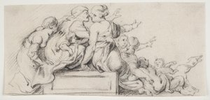 Compositional Study: Females Reclining on a Plinth by Ubekendt