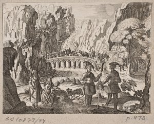 Caravan Crossing a Bridge by Ubekendt