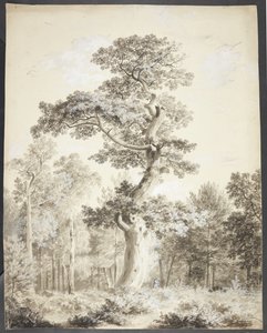 Landscape with Large Tree and Hunter by Ubekendt