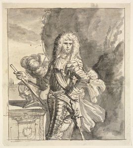 Portrait of a General. Knee-Length, Standing by a Balustrade by Ubekendt