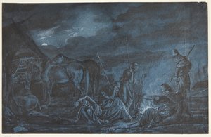 Soldiers Around a Fire by Ubekendt