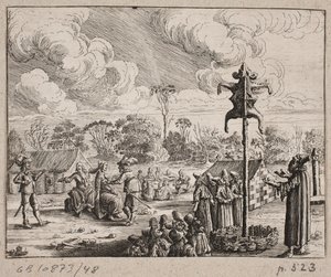 Altar with a sacrificed ram, surrounded by Muslim men by Ubekendt