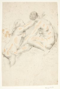 Two Naked Female Figures by Ubekendt