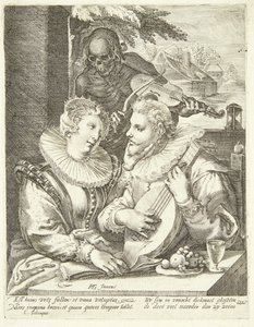 Young Couple Visited by Death by Ubekendt