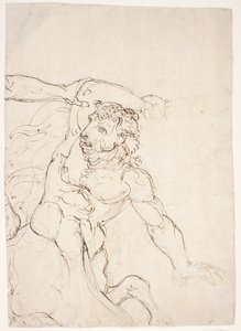 Minotaur Fighting Theseus, Whose Left Forearm is Seen