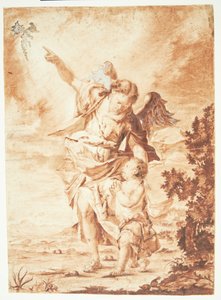 A Guardian Angel Leading a Child, Pointing Towards Heaven by Ubekendt Ubekendt