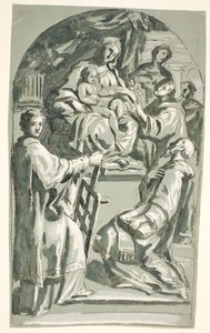 Sacra Conversazione with Sts Lawrence and Antony of Padua by Ubekendt Ubekendt