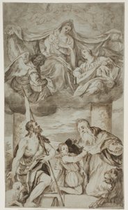The Virgin and Child among angels in the clouds with Sts John the Baptist and Jerome, after Paolo Veronese’s painting formerly in S. Francesco della Vigna, Venice