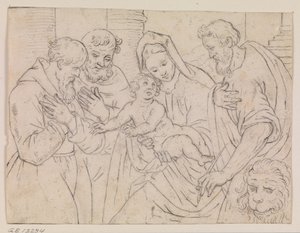 Virgin and Child with Sts Mark, Francis and Dominic? by Ubekendt Ubekendt
