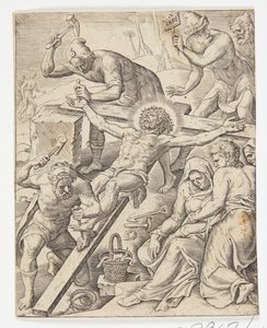 Christ Nailed to the Cross by Ubekendt efter Dirck Volckertsz. Coornhert efter Maarten van Heemskerck